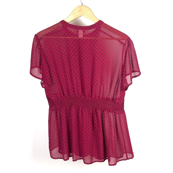Torrid Women's Red Sheer Polka Dot Blouse 1094 - Picture 4 of 7